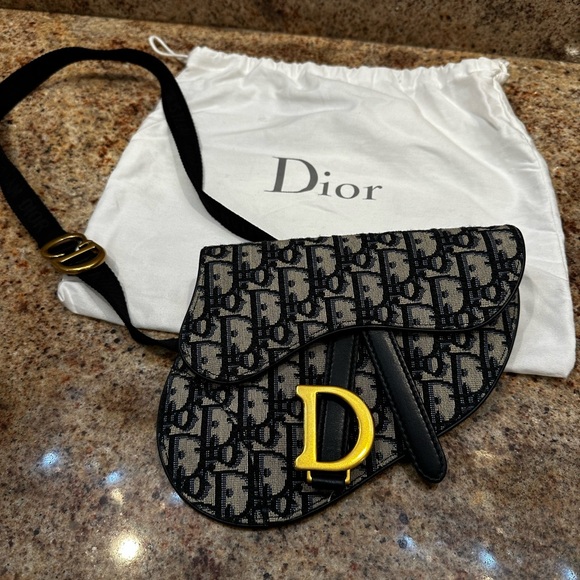 Dior Handbags - Christian Dior Mini Saddle Waist Body Crossbag Canvas Navy